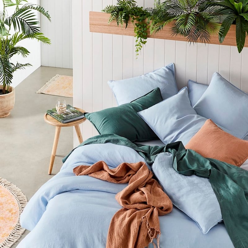 Vintage Washed Linen Dusty Blue Quilt Cover Separates