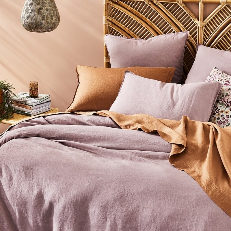 Vintage Washed Linen Dusty Mauve Quilt Cover Separates