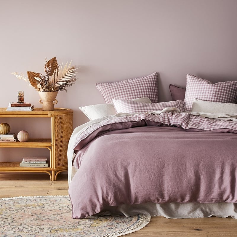 Vintage Washed Linen Dusty Mauve Quilt Cover Separates