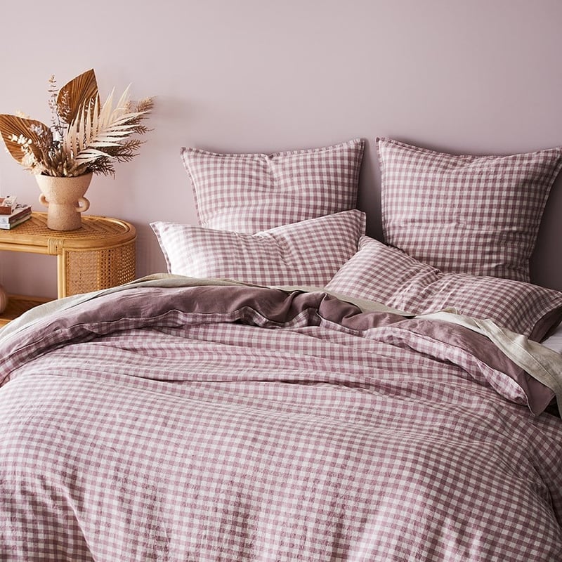 Vintage Washed Linen Dusty Mauve Quilt Cover Separates