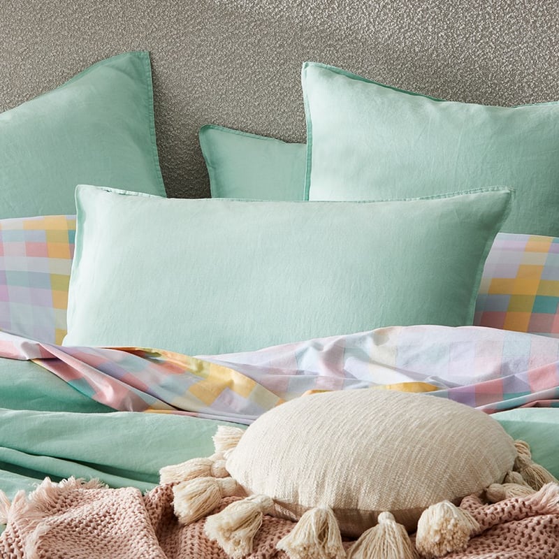 Vintage Washed Linen Dusty Mint Quilt Cover Separates