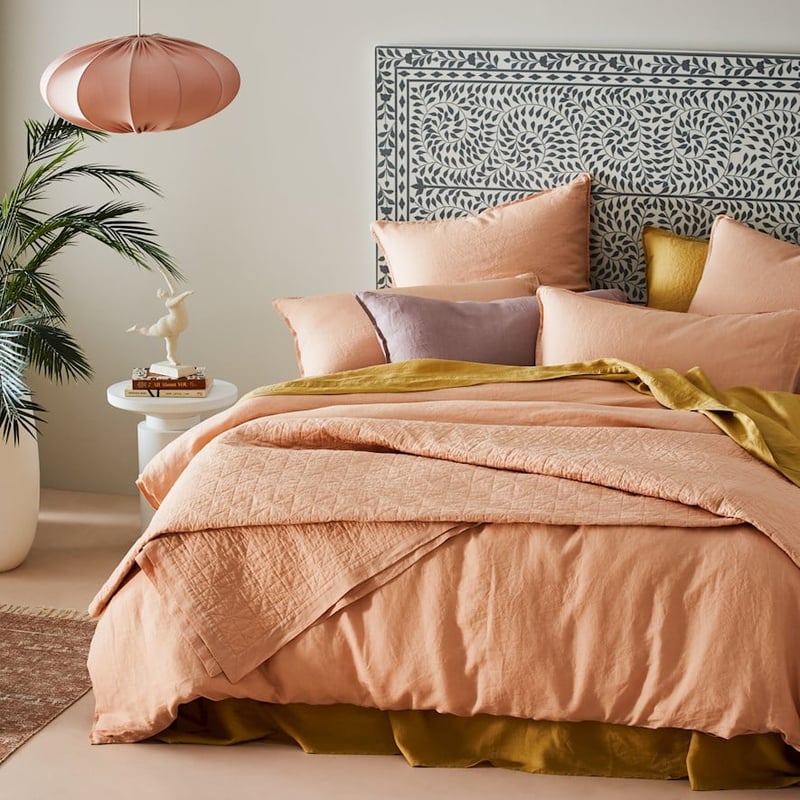 Vintage Washed Linen Pink Salt Quilt Cover Separates