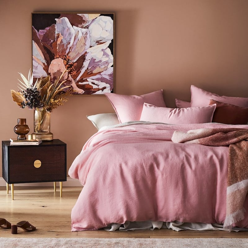 Vintage Washed Linen Rose Quartz Quilt Cover Separates