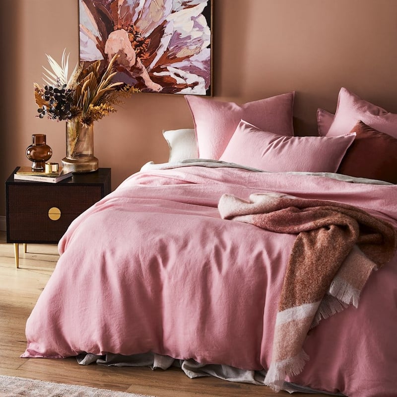 Vintage Washed Linen Rose Quartz Quilt Cover Separates