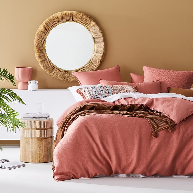 Vintage Washed Linen Rouge Quilt Cover Separates