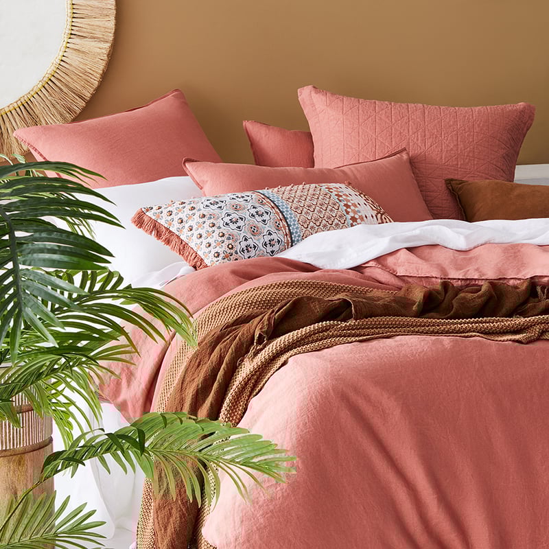 Vintage Washed Linen Rouge Quilt Cover Separates