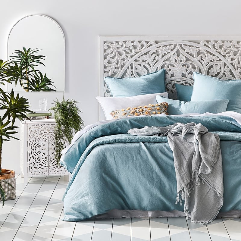 Vintage Washed Linen Seafoam Quilt Cover Separates