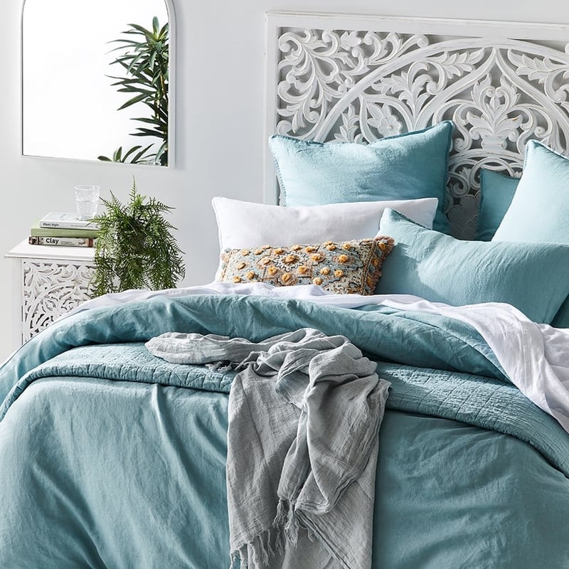 Vintage Washed Linen Seafoam Quilt Cover Separates