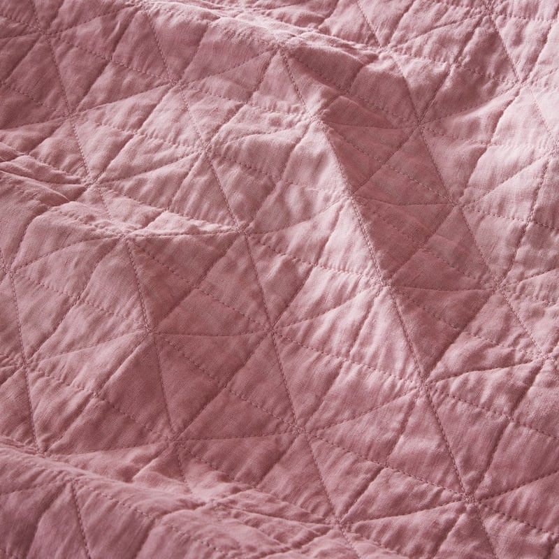 Vintage Washed Linen Rose Quartz Quilted Coverlet Separates