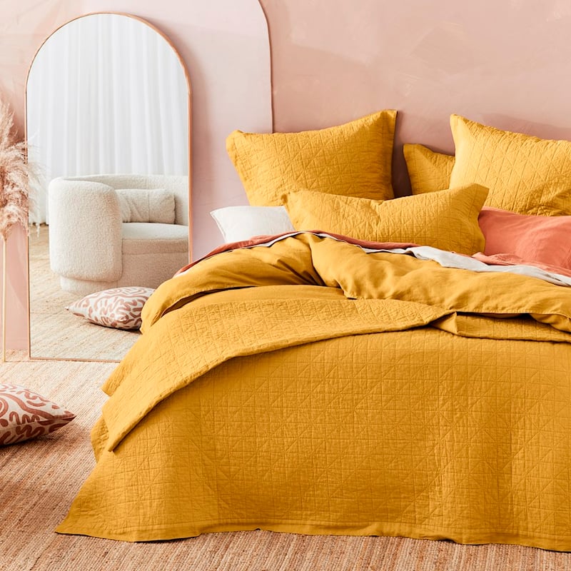 Vintage Washed Linen Chai Quilted Coverlet Separates