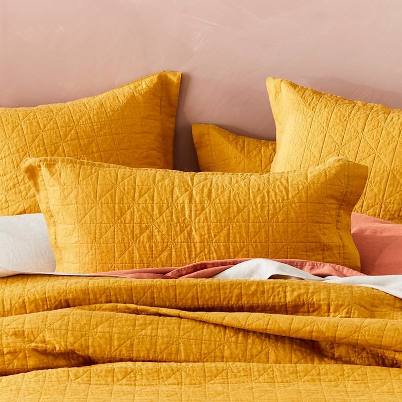 Vintage Washed Linen Chai Quilted Coverlet Separates