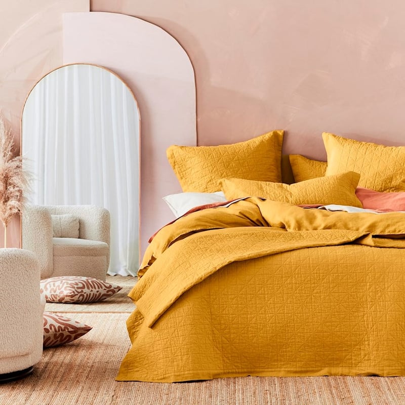 Vintage Washed Linen Chai Quilted Coverlet Separates