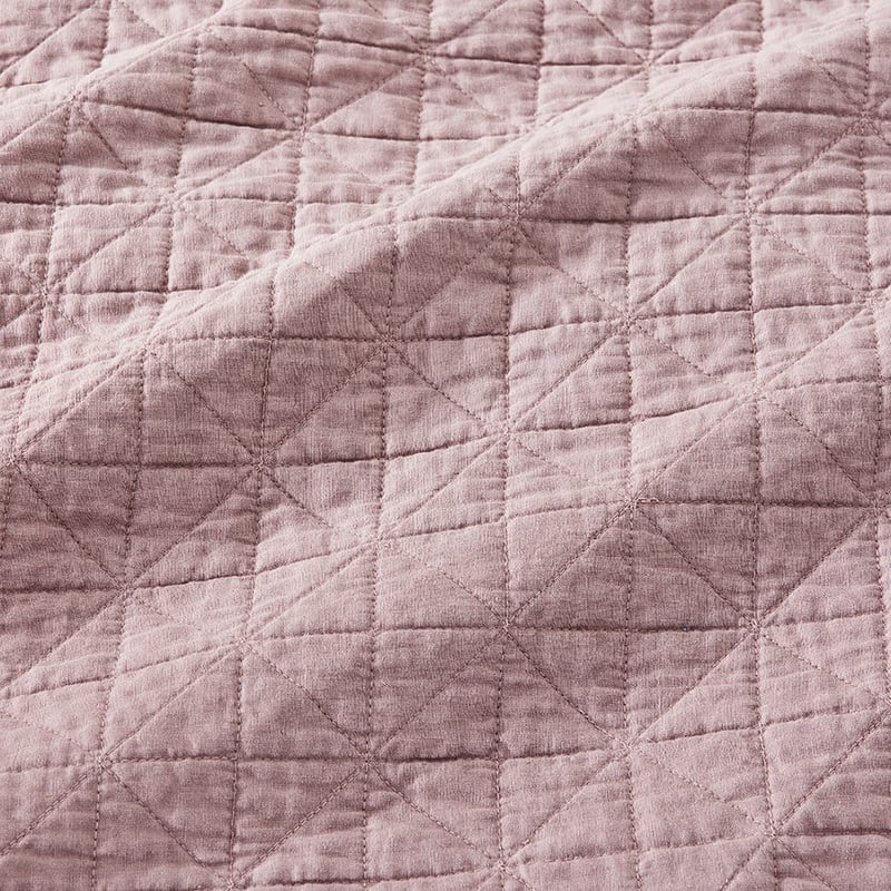 Vintage Washed Linen Dusty Mauve Quilted Coverlet Separates