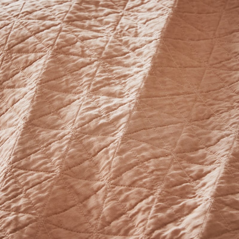 Vintage Washed Linen Pink Salt Quilted Coverlet Separates
