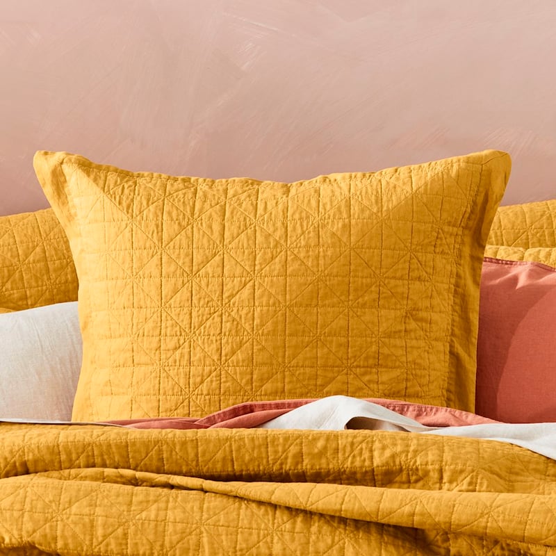 Vintage Washed Linen Chai Quilted Quilt Cover Separates