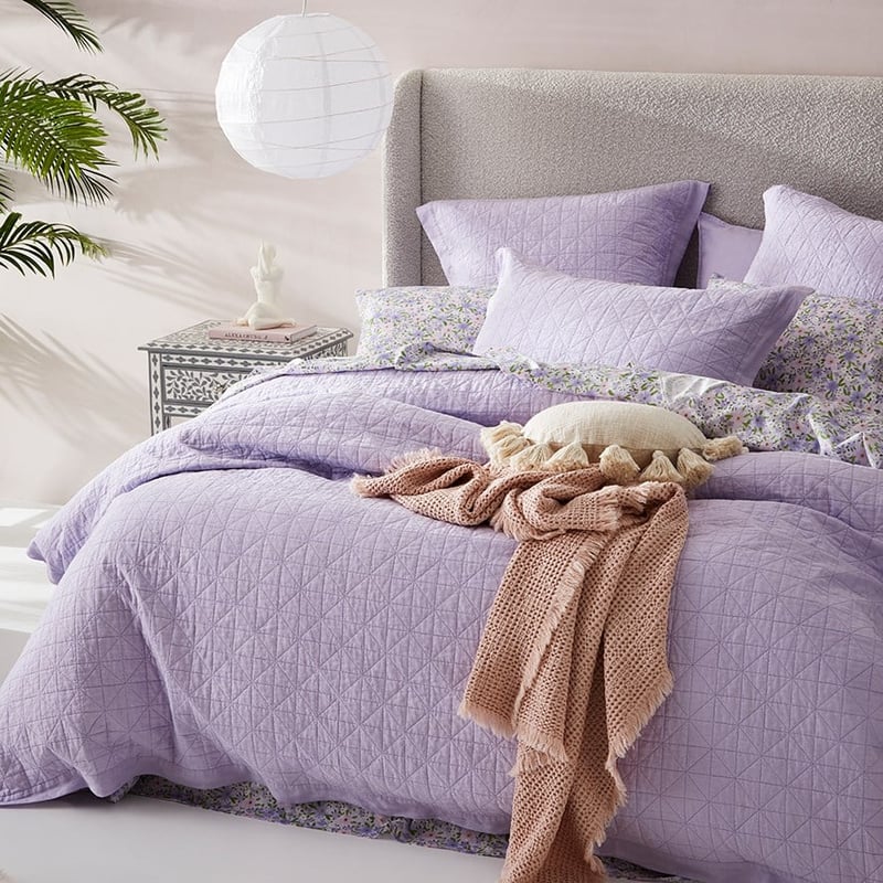 Vintage Washed Linen Pastel Quilted Quilt Cover Separates