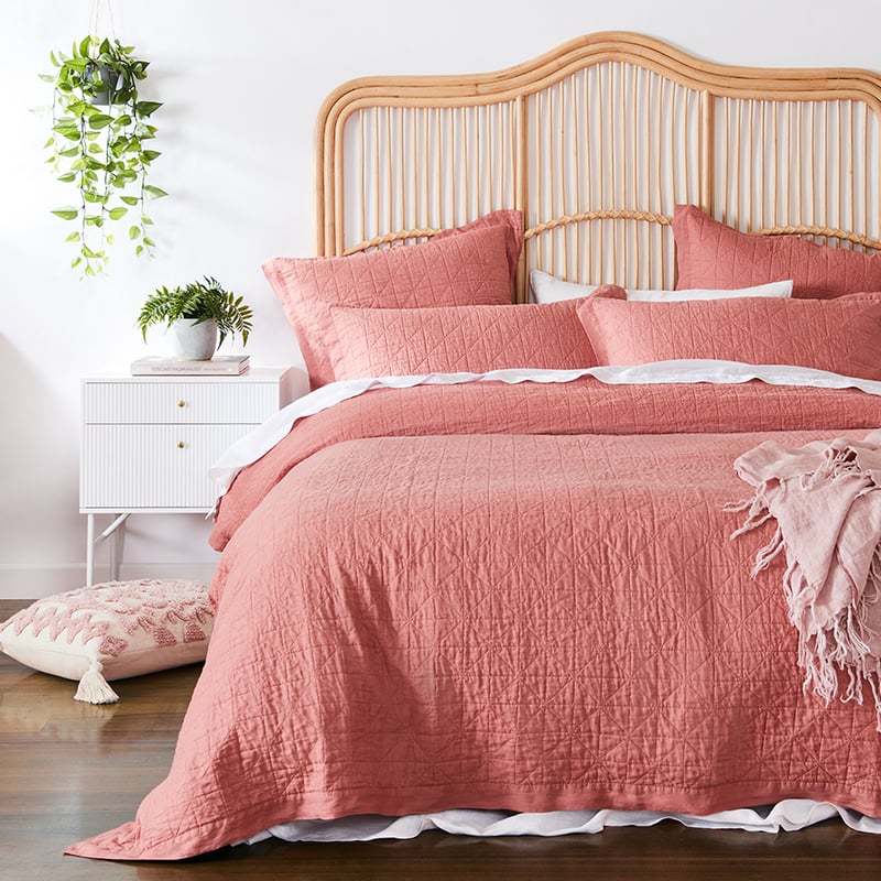 Vintage Washed Linen Rouge Quilted Quilt Cover Separates