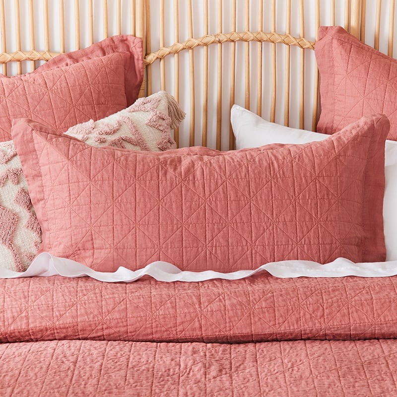 Vintage Washed Linen Rouge Quilted Quilt Cover Separates