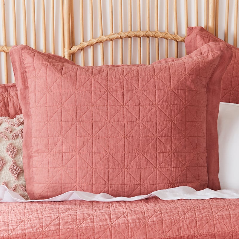 Vintage Washed Linen Rouge Quilted Quilt Cover Separates