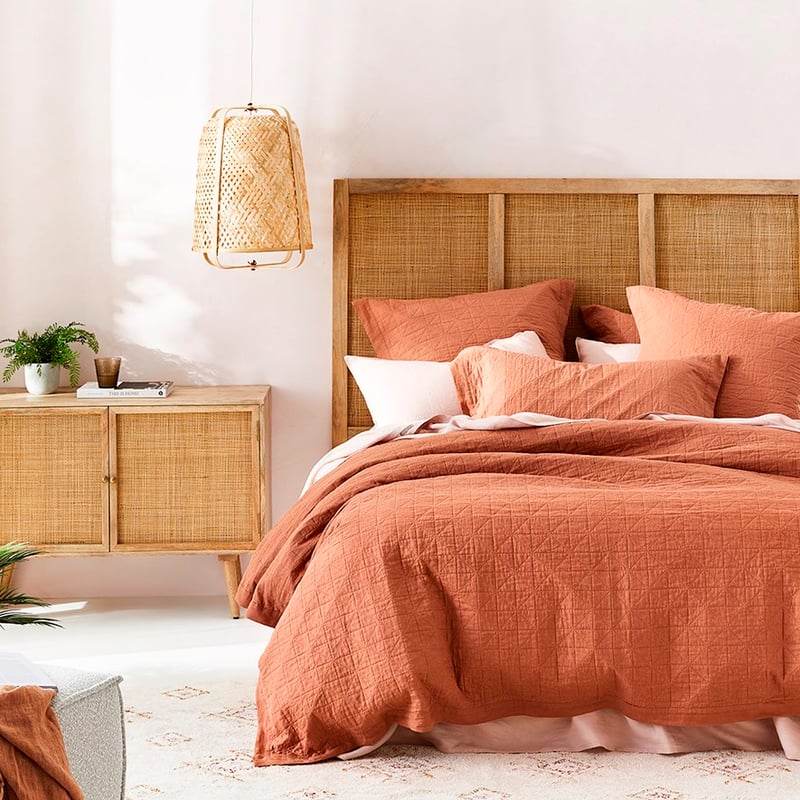 Vintage Washed Linen Brick Quilted Quilt Cover Separates