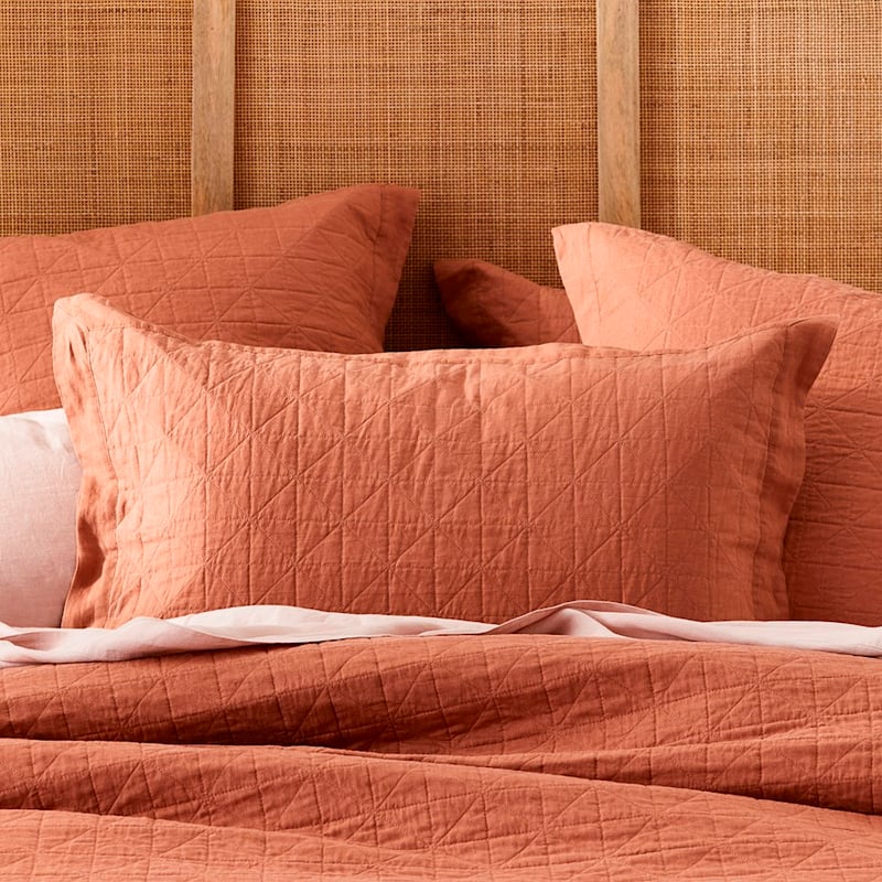 Vintage Washed Linen Brick Quilted Quilt Cover Separates