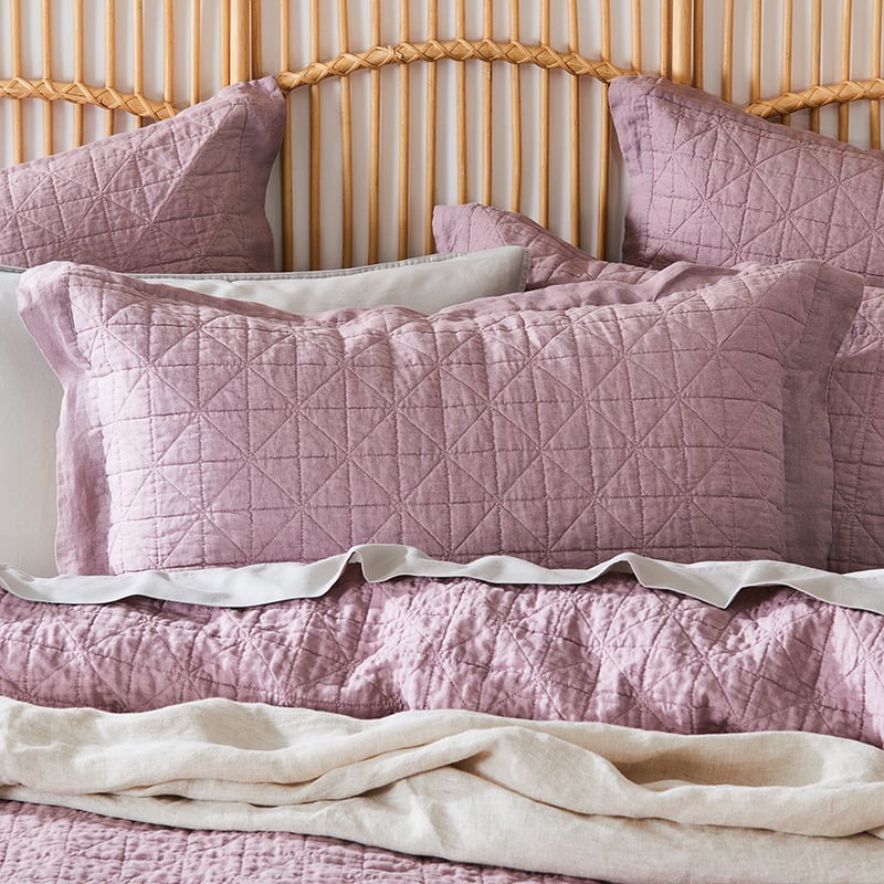 Vintage Washed Linen Dusty Mauve Quilted Quilt Cover Separates