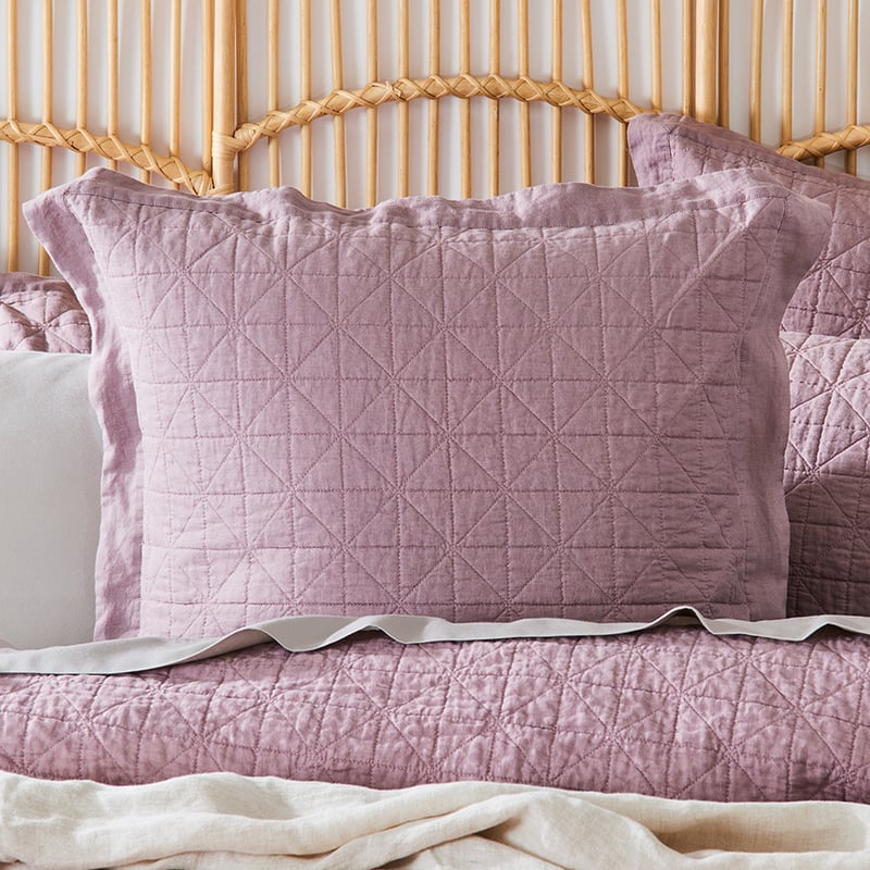 Vintage Washed Linen Dusty Mauve Quilted Quilt Cover Separates