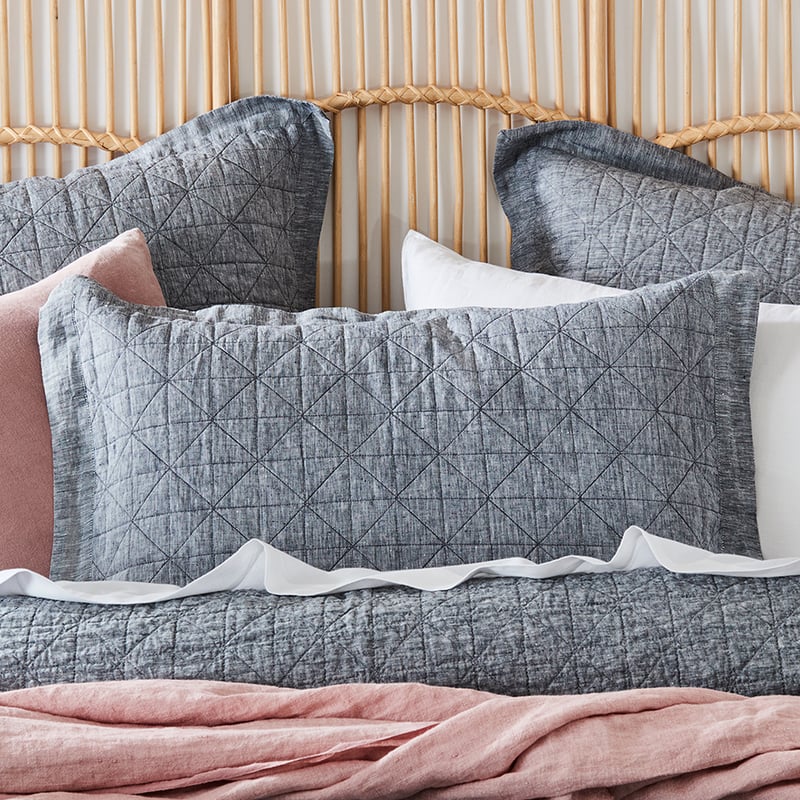 Vintage Washed Linen Indigo Quilted Quilt Cover Separates