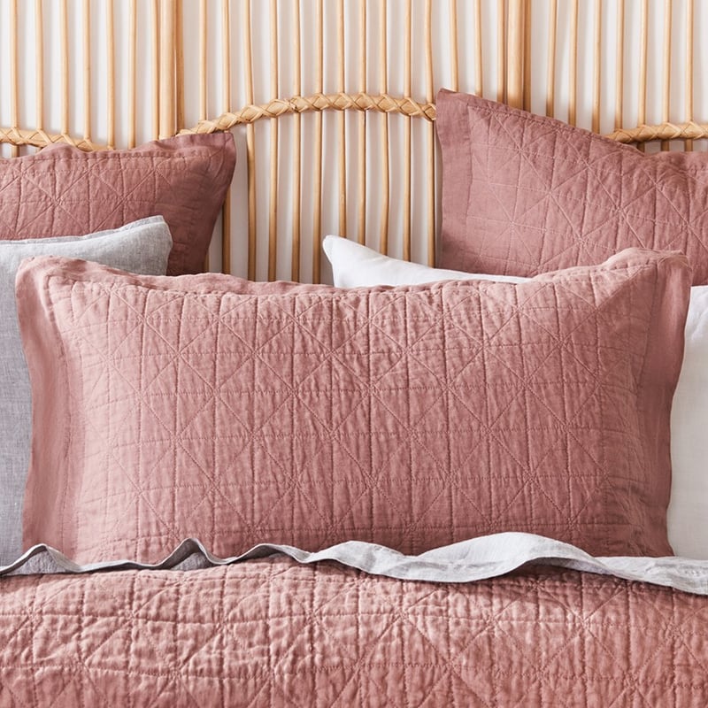 Vintage Washed Linen Rose Quilted Quilt Cover Separates