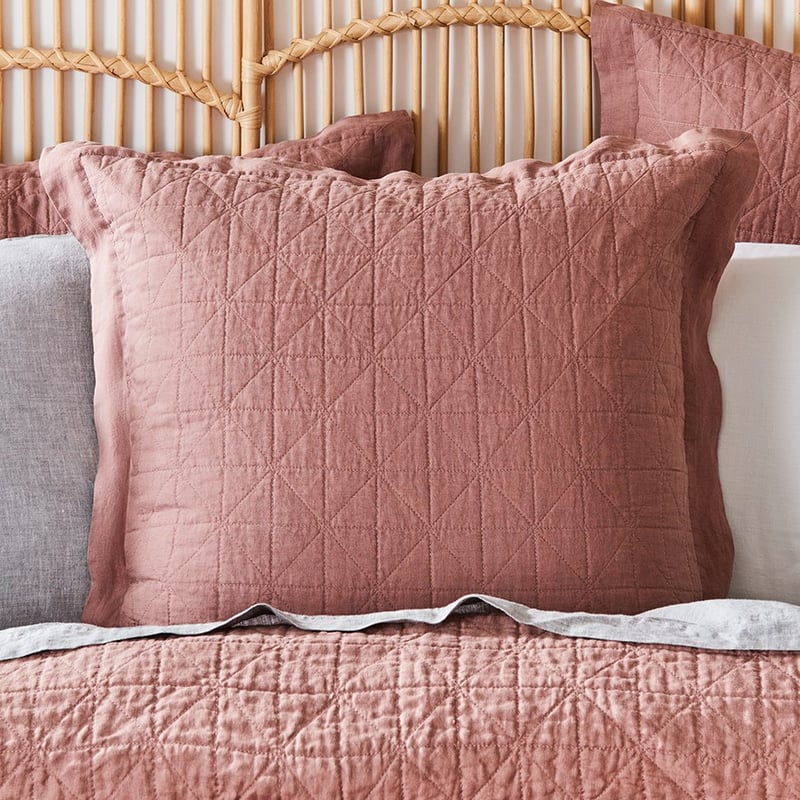 Vintage Washed Linen Rose Quilted Quilt Cover Separates