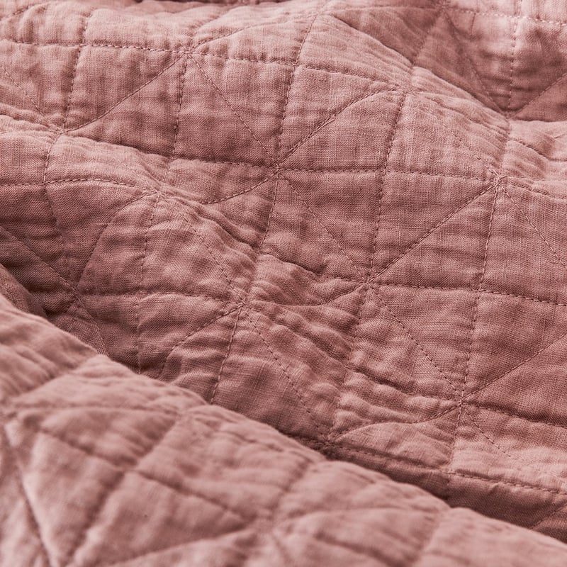 Vintage Washed Linen Rose Quilted Quilt Cover Separates