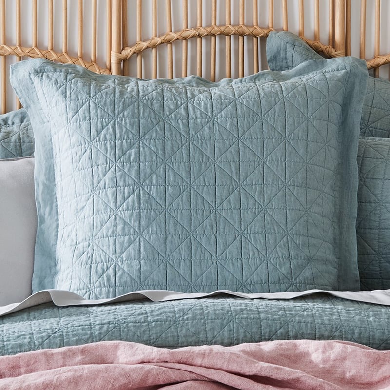 Vintage Washed Linen Seafoam Quilted Quilt Cover Separates