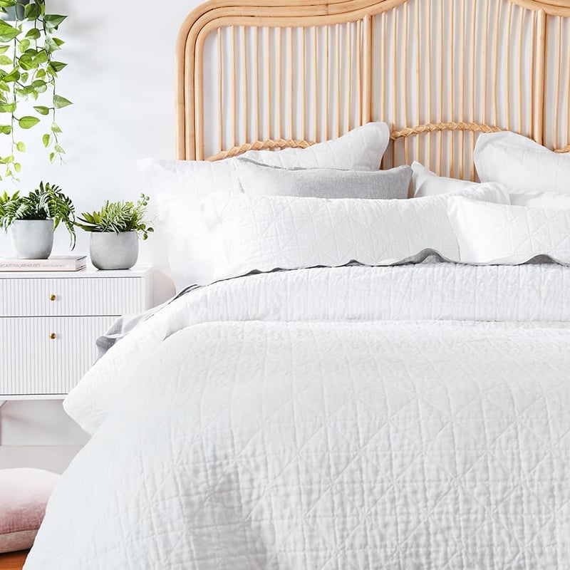 Vintage Washed Linen White Quilted Quilt Cover Separates