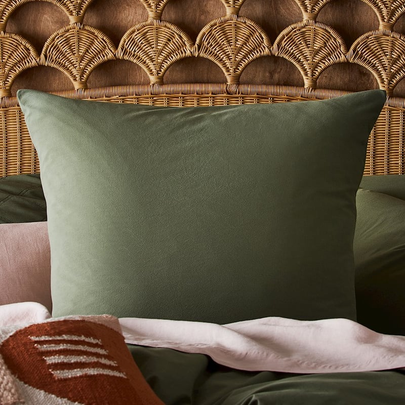 Stonewashed Cotton Bay Leaf Quilt Cover Separates