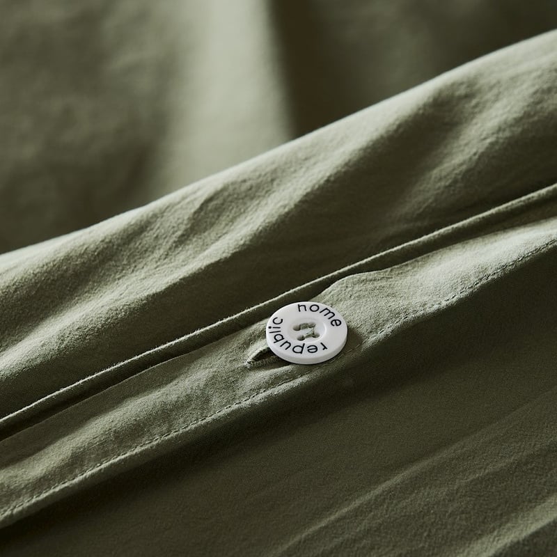 Stonewashed Cotton Bay Leaf Quilt Cover Separates