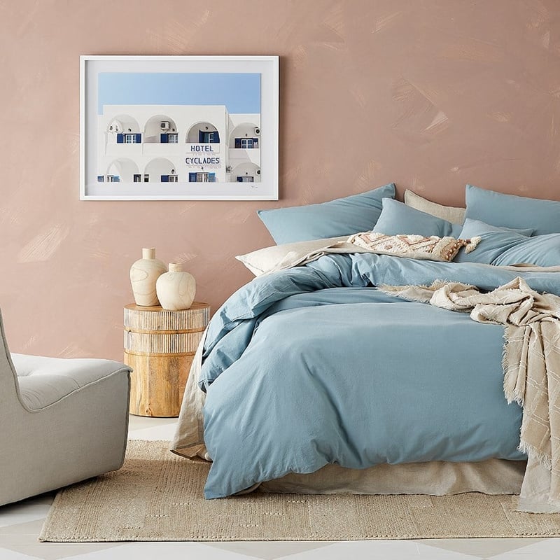 Stonewashed Cotton Blue Grey Quilt Cover Separates