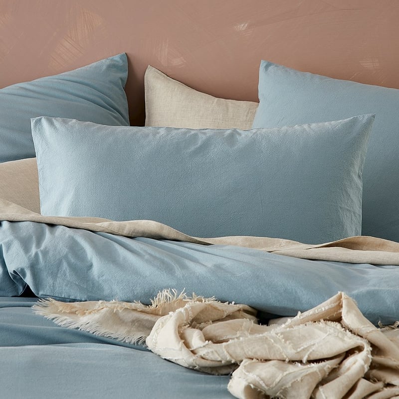 Stonewashed Cotton Blue Grey Quilt Cover Separates