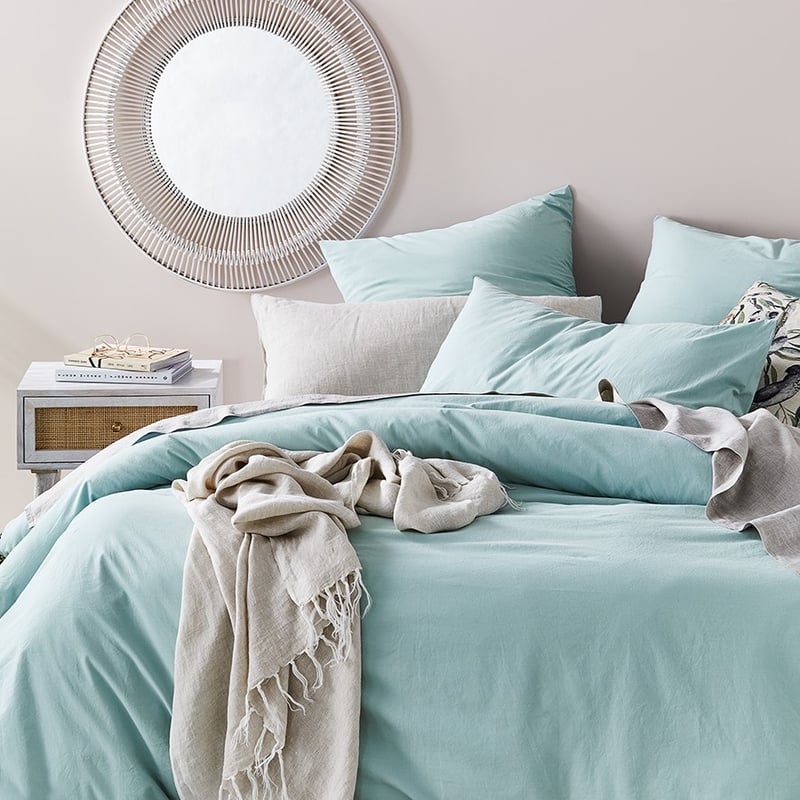 Stonewashed Cotton Ice Blue Quilt Cover Separates