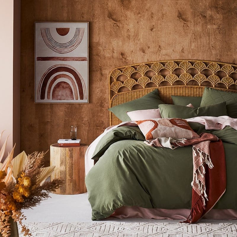 Stonewashed Cotton Bay Leaf Quilt Cover Separates