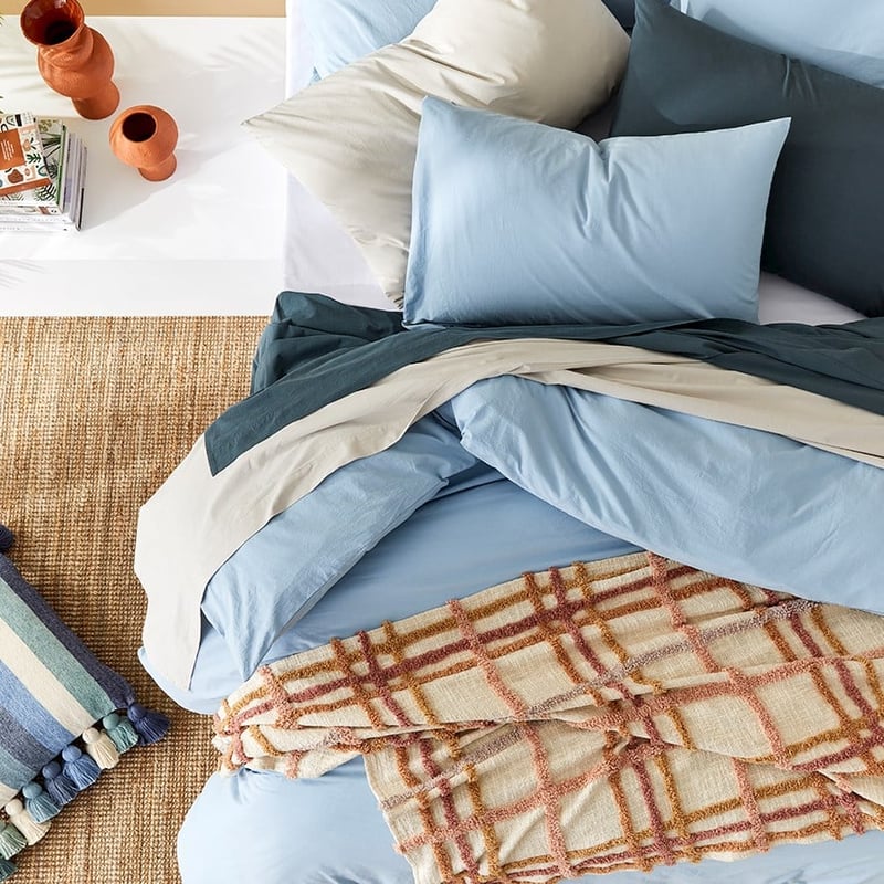 Stonewashed Cotton Sea Blue Quilt Cover Separates