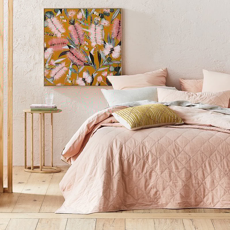 Stonewashed Cotton Apricot Quilted Coverlet Separates