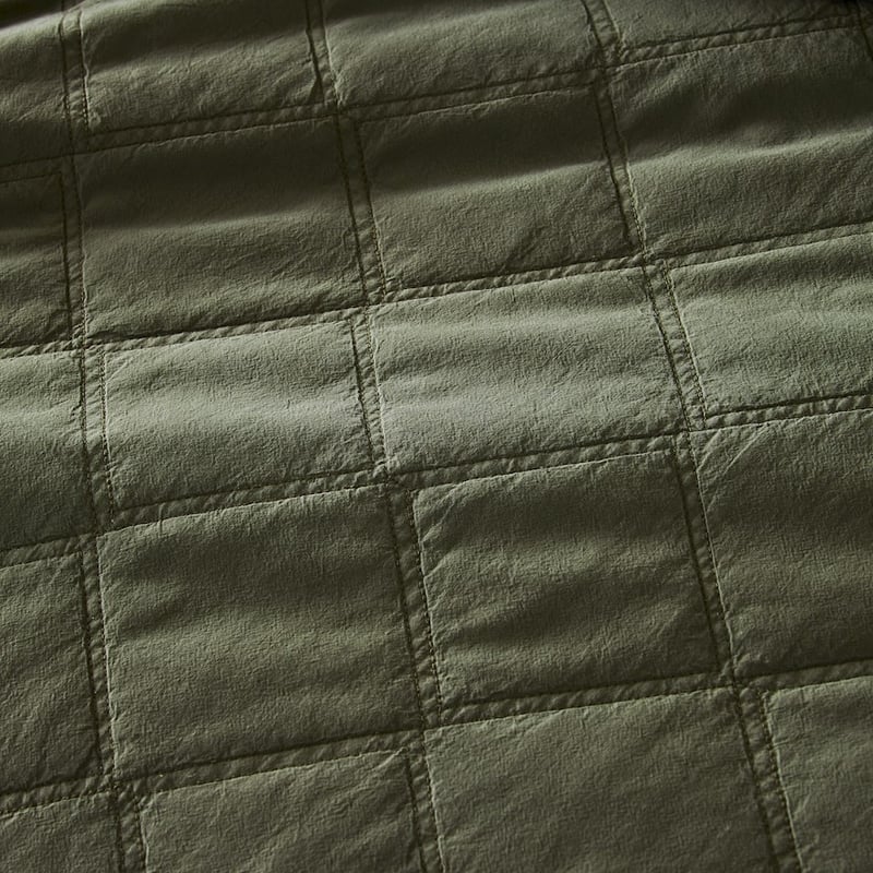 Stonewashed Cotton Bay Leaf Quilted Coverlet Separates