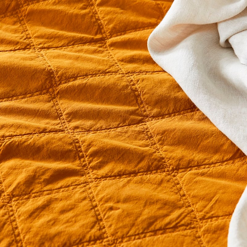Stonewashed Cotton Chai Quilted Coverlet Separates