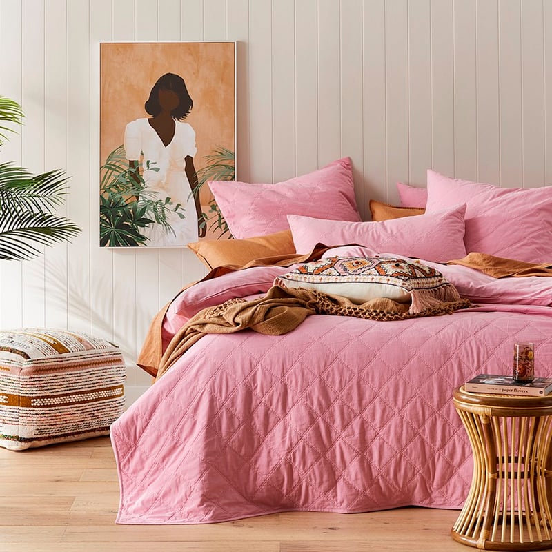 Stonewashed Cotton Fairy Floss Quilted Coverlet Separates