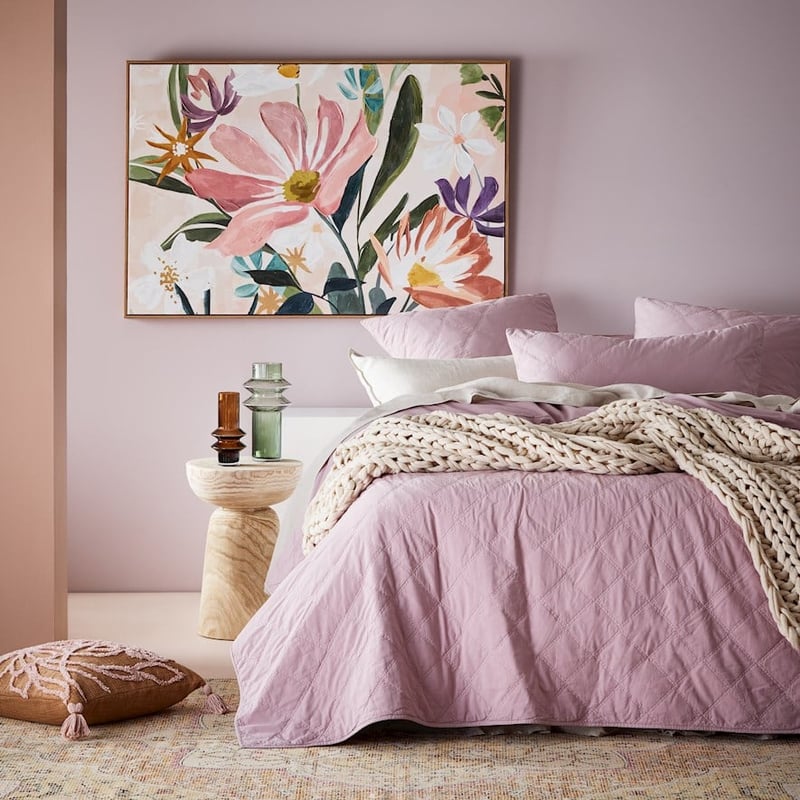 Stonewashed Cotton Lavender Quilted Coverlet Separates