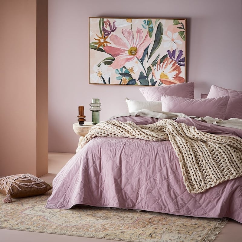 Stonewashed Cotton Lavender Quilted Coverlet Separates