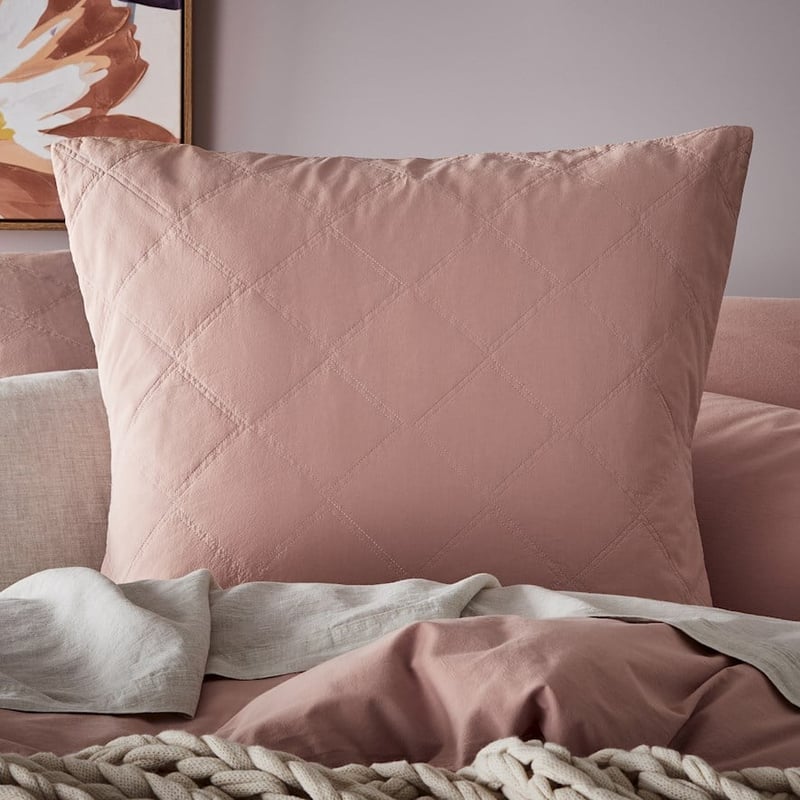 Stonewashed Cotton Misty Rose Quilted Coverlet Separates