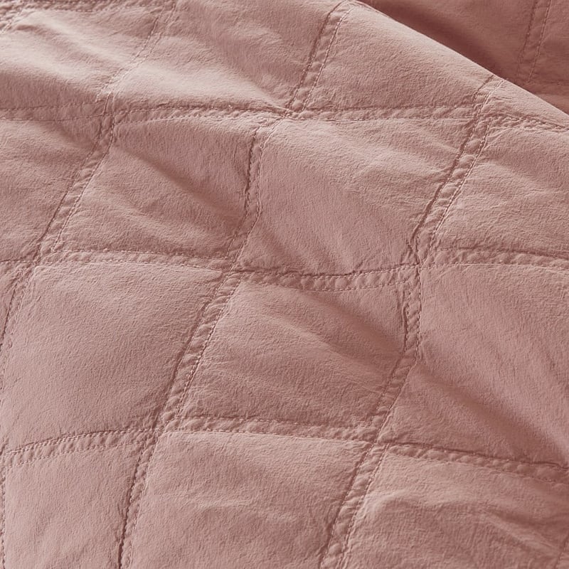 Stonewashed Cotton Misty Rose Quilted Coverlet Separates