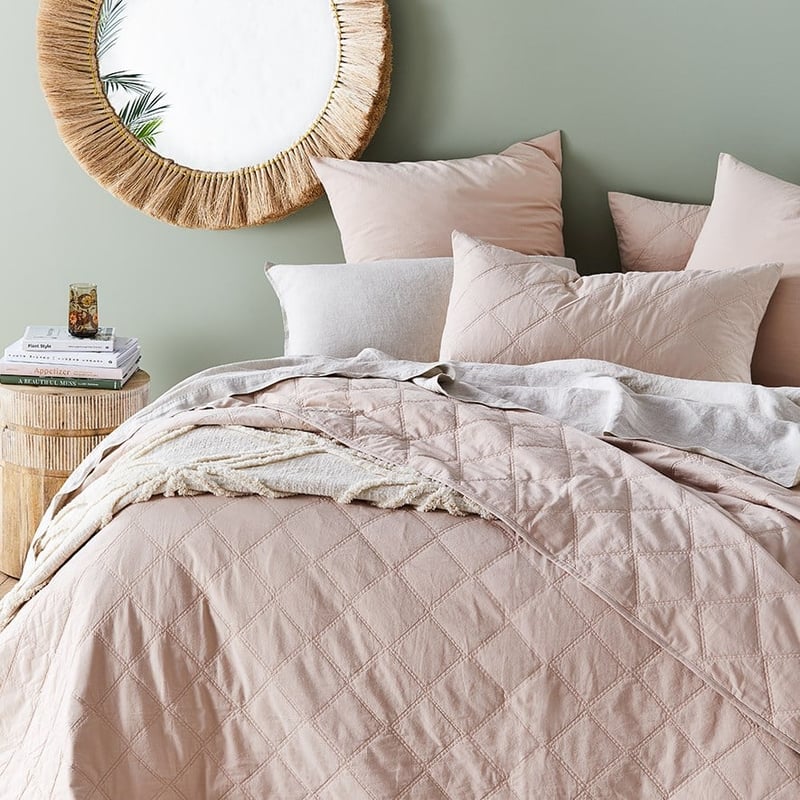 Stonewashed Cotton Nude Quilted Coverlet Separates
