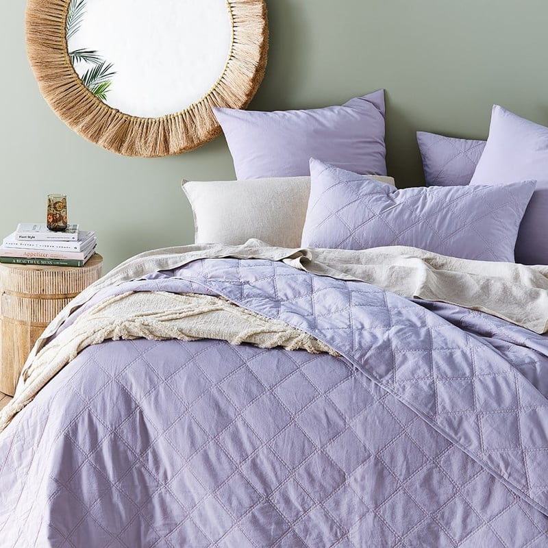 Stonewashed Cotton Orchid Quilted Coverlet Separates